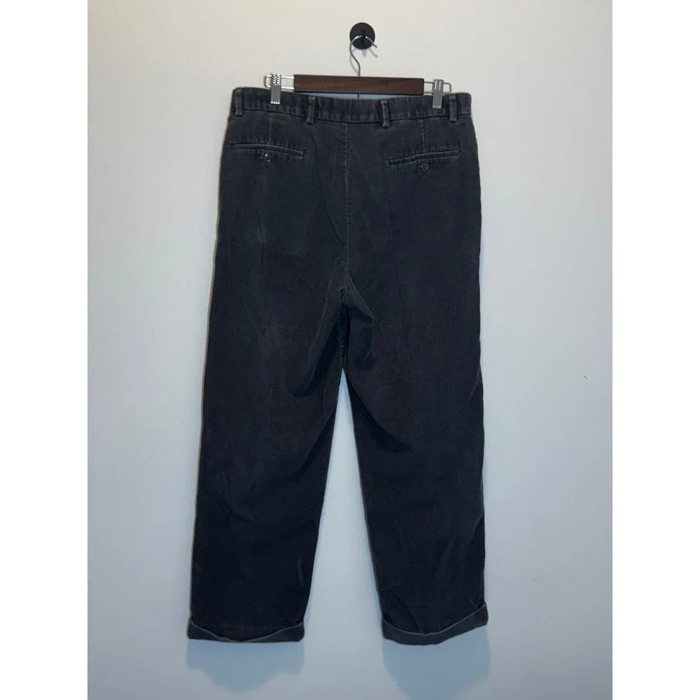 Vintage Dockers Black Corduroy Pleated Cuffed Pants Mens 34x29 Made in DR